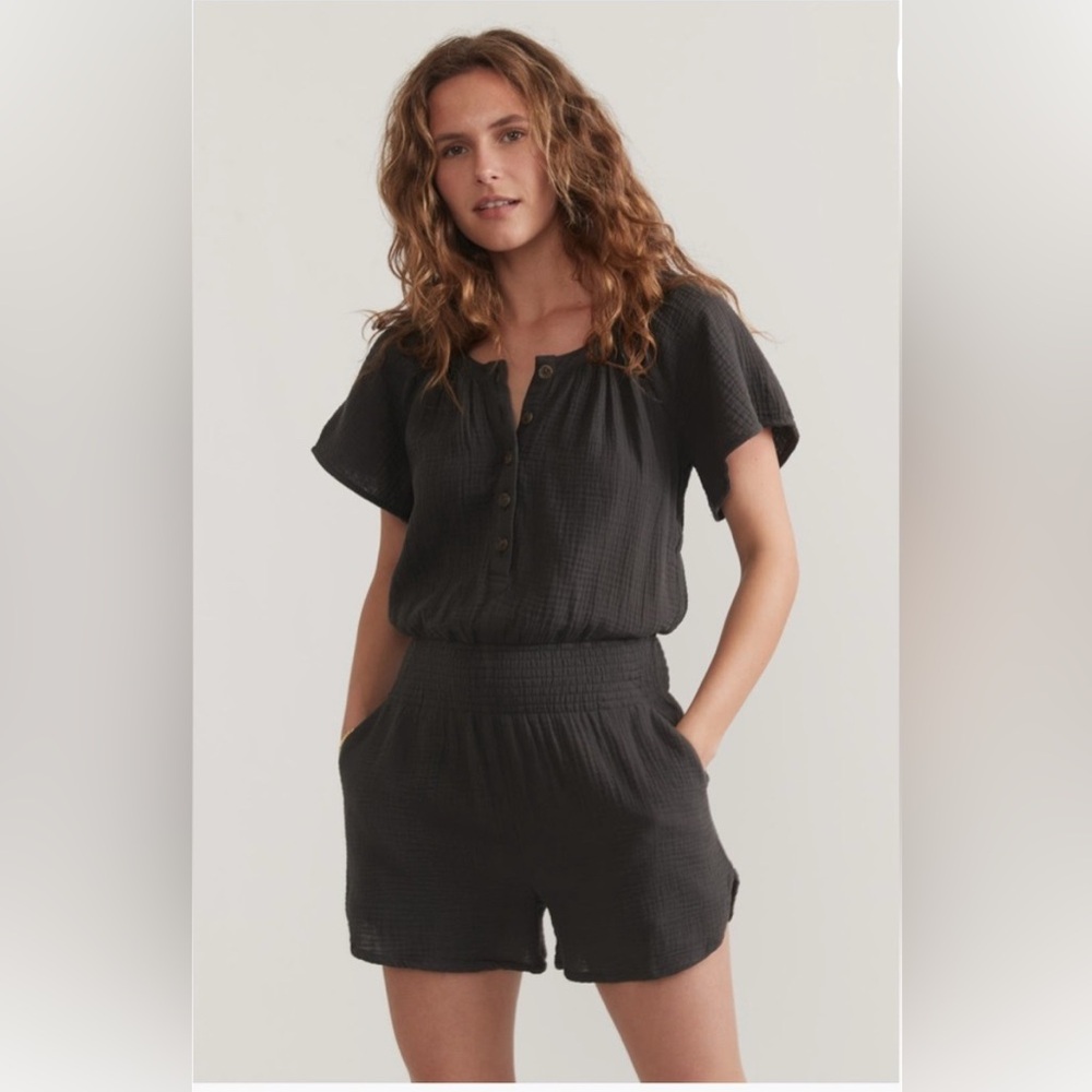 NWT Marine Layer Bella Double Cloth Romper Charcoal Medium